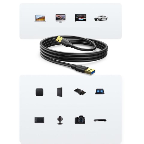 Kabel przewód USB - USB 3.2 3m czarny Kabel przewód USB - USB 3.2 3m czarny