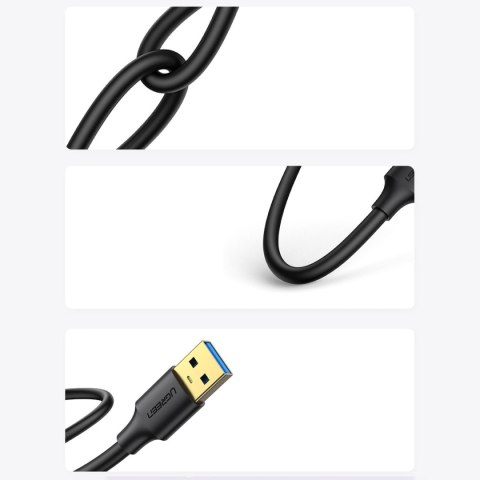 Kabel przewód USB - USB 3.2 3m czarny Kabel przewód USB - USB 3.2 3m czarny