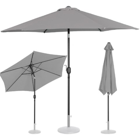Parasol ogrodowy tarasowy okrągły uchylny z korbką śr. 270 cm ciemnoszary Parasol ogrodowy tarasowy okrągły uchylny z korbką śr. 270 cm ciemnoszary