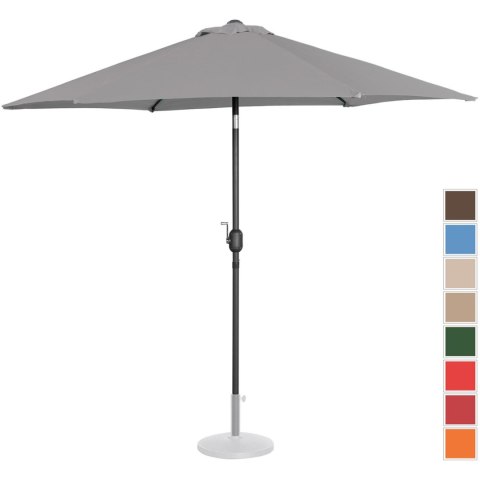 Parasol ogrodowy tarasowy okrągły uchylny z korbką śr. 270 cm ciemnoszary Parasol ogrodowy tarasowy okrągły uchylny z korbką śr. 270 cm ciemnoszary