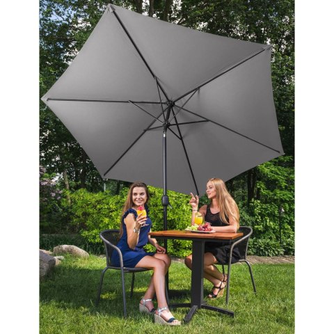 Parasol ogrodowy tarasowy okrągły uchylny z korbką śr. 270 cm ciemnoszary Parasol ogrodowy tarasowy okrągły uchylny z korbką śr. 270 cm ciemnoszary