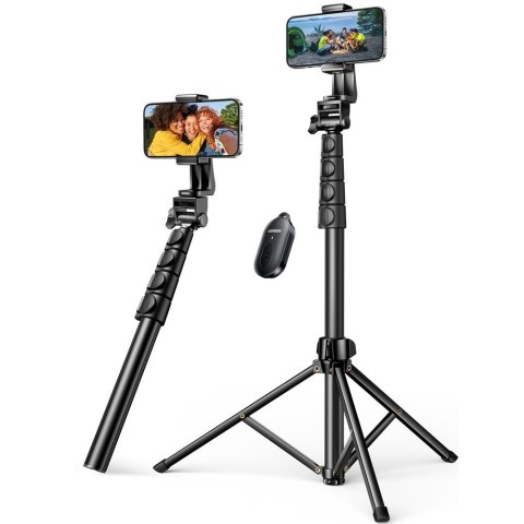 Selfie stick ze stojakiem i pilotem Bluetooth długi kijek do selfie 1.8m czarny Selfie stick ze stojakiem i pilotem Bluetooth długi kijek do selfie 1.8m czarny