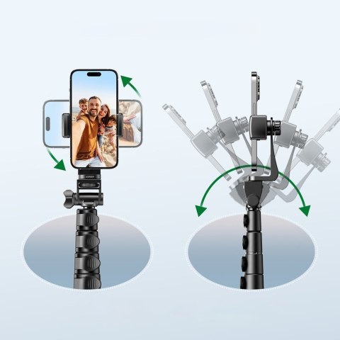 Selfie stick ze stojakiem i pilotem Bluetooth długi kijek do selfie 1.8m czarny Selfie stick ze stojakiem i pilotem Bluetooth długi kijek do selfie 1.8m czarny