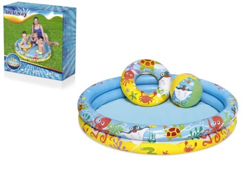 Zestaw Dmuchany Basen 3w1 Piłka, Koło 122 x 20 cm Bestway 51124 Zestaw Dmuchany Basen 3w1 Piłka, Koło 122 x 20 cm Bestway 51124
