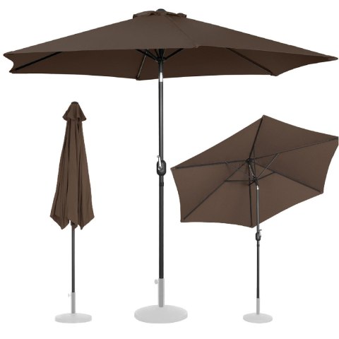 Parasol ogrodowy okrągły duży uchylny z korbką śr. 300 cm brązowy Parasol ogrodowy okrągły duży uchylny z korbką śr. 300 cm brązowy