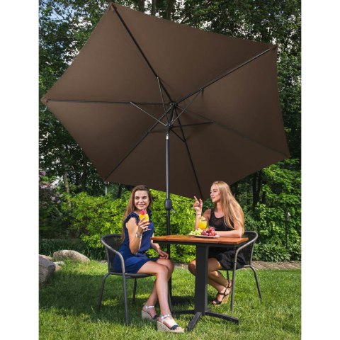Parasol ogrodowy okrągły duży uchylny z korbką śr. 300 cm brązowy Parasol ogrodowy okrągły duży uchylny z korbką śr. 300 cm brązowy