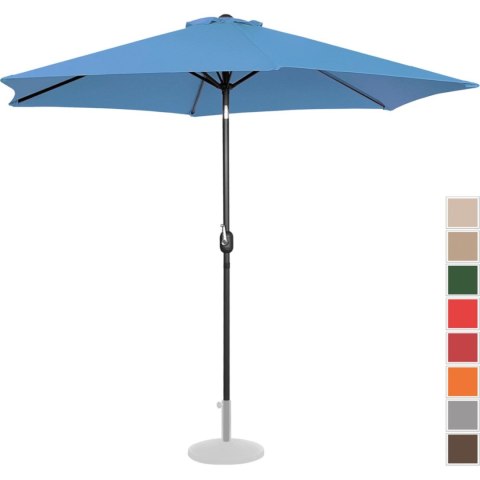 Parasol ogrodowy okrągły duży uchylny z korbką śr. 300 cm niebieski Parasol ogrodowy okrągły duży uchylny z korbką śr. 300 cm niebieski