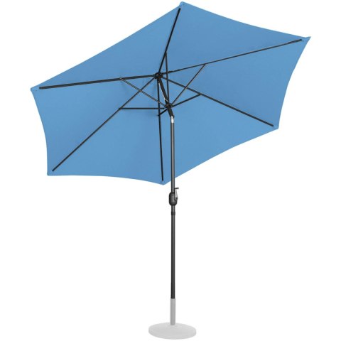 Parasol ogrodowy okrągły duży uchylny z korbką śr. 300 cm niebieski Parasol ogrodowy okrągły duży uchylny z korbką śr. 300 cm niebieski