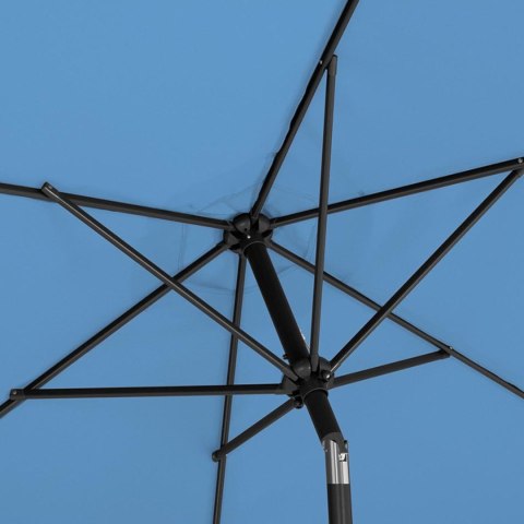 Parasol ogrodowy okrągły duży uchylny z korbką śr. 300 cm niebieski Parasol ogrodowy okrągły duży uchylny z korbką śr. 300 cm niebieski
