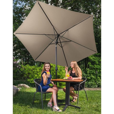 Parasol ogrodowy okrągły duży uchylny z korbką śr. 300 cm szarobrązowy Parasol ogrodowy okrągły duży uchylny z korbką śr. 300 cm szarobrązowy