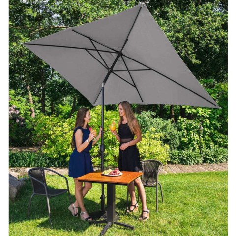 Parasol ogrodowy prostokątny uchylny z korbką 200 x 300 cm ciemnoszary Parasol ogrodowy prostokątny uchylny z korbką 200 x 300 cm ciemnoszary