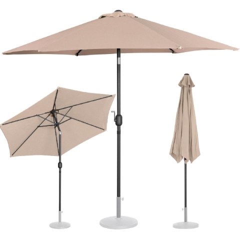 Parasol ogrodowy tarasowy okrągły uchylny z korbką śr. 270 cm kremowy Parasol ogrodowy tarasowy okrągły uchylny z korbką śr. 270 cm kremowy