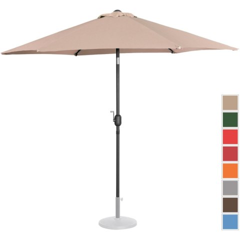 Parasol ogrodowy tarasowy okrągły uchylny z korbką śr. 270 cm kremowy Parasol ogrodowy tarasowy okrągły uchylny z korbką śr. 270 cm kremowy