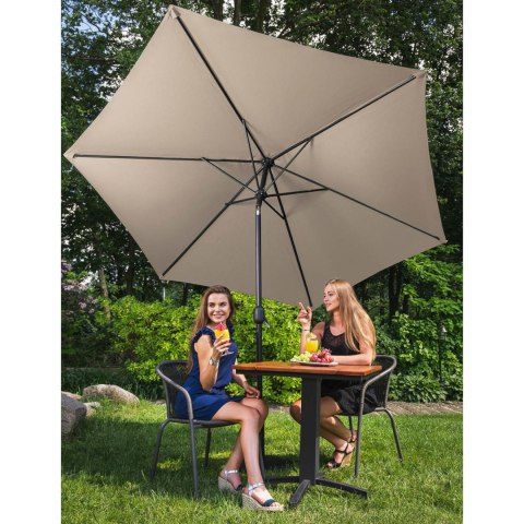Parasol ogrodowy tarasowy okrągły uchylny z korbką śr. 270 cm kremowy Parasol ogrodowy tarasowy okrągły uchylny z korbką śr. 270 cm kremowy