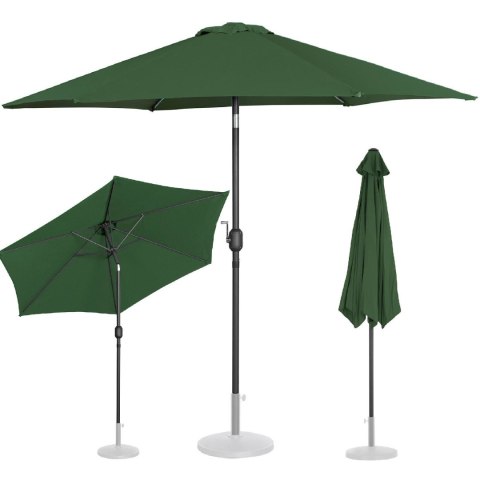 Parasol ogrodowy tarasowy okrągły uchylny z korbką śr. 270 cm zielony Parasol ogrodowy tarasowy okrągły uchylny z korbką śr. 270 cm zielony