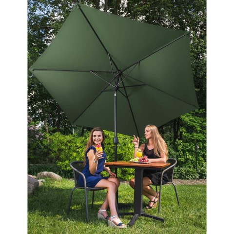 Parasol ogrodowy tarasowy okrągły uchylny z korbką śr. 270 cm zielony Parasol ogrodowy tarasowy okrągły uchylny z korbką śr. 270 cm zielony