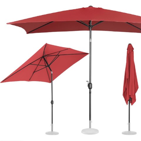 Parasol ogrodowy tarasowy prostokątny z korbką 200 x 300 cm bordowy Parasol ogrodowy tarasowy prostokątny z korbką 200 x 300 cm bordowy