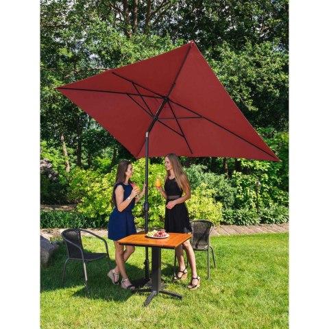 Parasol ogrodowy tarasowy prostokątny z korbką 200 x 300 cm bordowy Parasol ogrodowy tarasowy prostokątny z korbką 200 x 300 cm bordowy