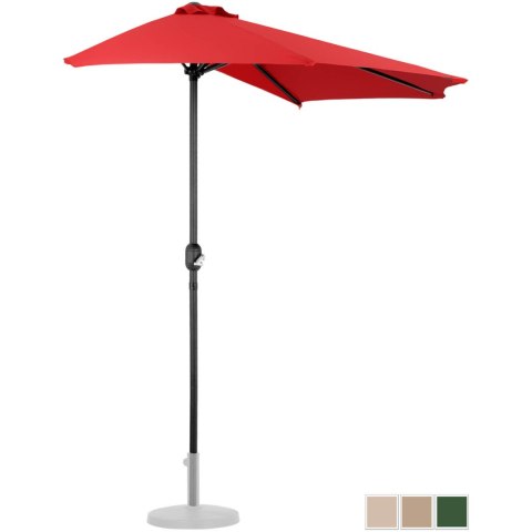 Półparasol przyścienny balkonowy tarasowy półokrągły 270 x 135 cm czerwony Półparasol przyścienny balkonowy tarasowy półokrągły 270 x 135 cm czerwony