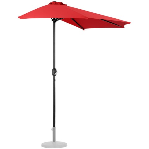 Półparasol przyścienny balkonowy tarasowy półokrągły 270 x 135 cm czerwony Półparasol przyścienny balkonowy tarasowy półokrągły 270 x 135 cm czerwony