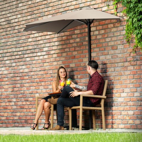 Półparasol przyścienny balkonowy tarasowy półokrągły 270 x 135 cm kremowy Półparasol przyścienny balkonowy tarasowy półokrągły 270 x 135 cm kremowy
