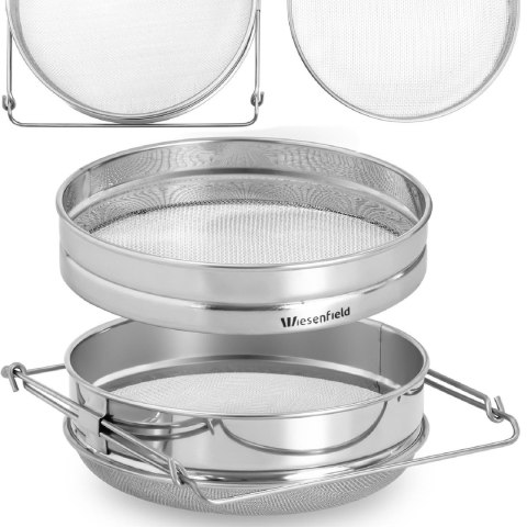 Sito cedzidło do miodu okrągłe podwójne ze stali nierdzewnej śr. 24 cm Sito cedzidło do miodu okrągłe podwójne ze stali nierdzewnej śr. 24 cm