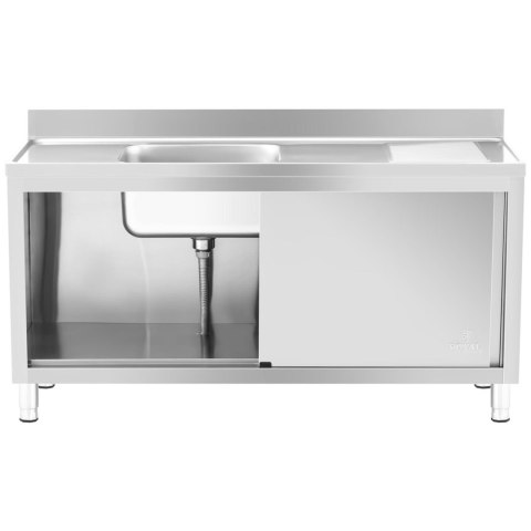 Zlew basen gastronomiczny jednokomorowy z szafką z drzwiami przesuwnymi 160 x 60 x 94.5 cm Zlew basen gastronomiczny jednokomorowy z szafką z drzwiami przesuwnymi 160 x 60 x 94.5 cm