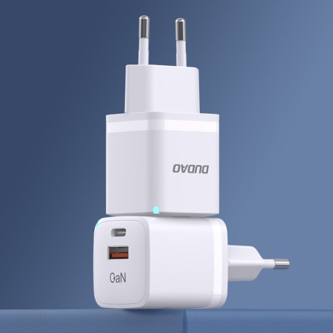 Ładowarka sieciowa GaN 33W PPS USB-C USB-A biała Ładowarka sieciowa GaN 33W PPS USB-C USB-A biała