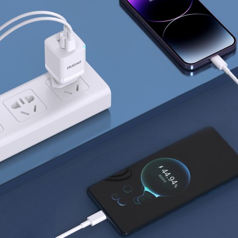 Ładowarka sieciowa GaN 33W PPS USB-C USB-A biała Ładowarka sieciowa GaN 33W PPS USB-C USB-A biała