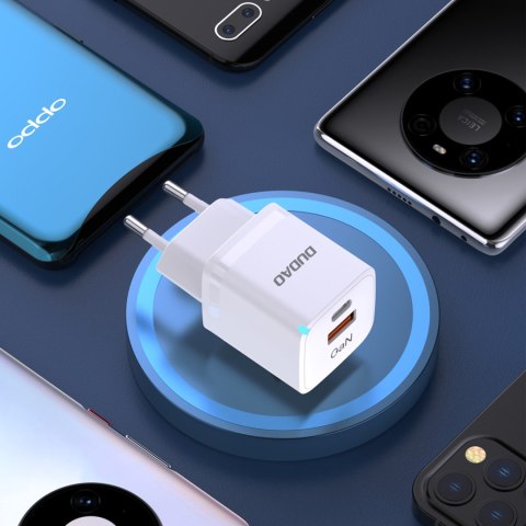 Ładowarka sieciowa GaN 33W PPS USB-C USB-A biała Ładowarka sieciowa GaN 33W PPS USB-C USB-A biała