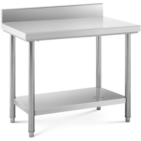 Stół blat roboczy stalowy nierdzewny przyścienny z rantem i półką 100x60cm Stół blat roboczy stalowy nierdzewny przyścienny z rantem i półką 100x60cm