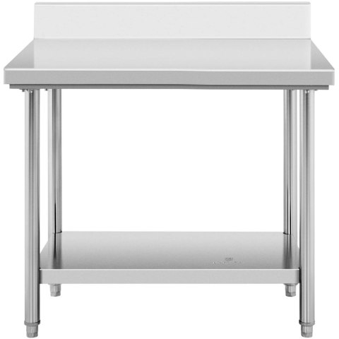 Stół blat roboczy stalowy nierdzewny przyścienny z rantem i półką 100x60cm Stół blat roboczy stalowy nierdzewny przyścienny z rantem i półką 100x60cm