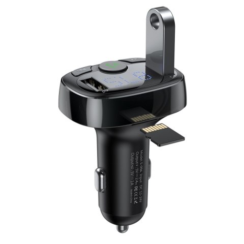 Transmiter FM Bluetooth karty TF SD ładowarka do samochodu 2x USB czarny Transmiter FM Bluetooth karty TF SD ładowarka do samochodu 2x USB czarny