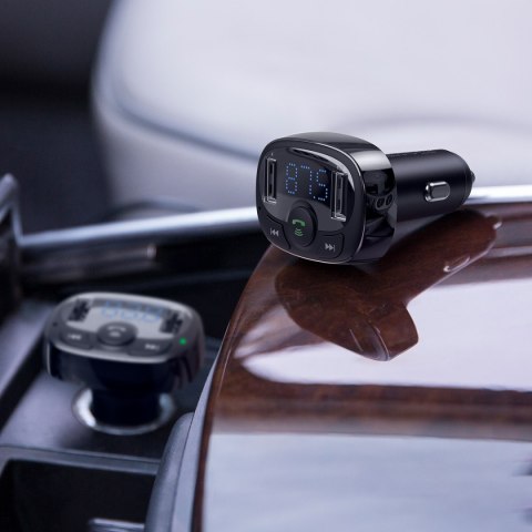 Transmiter FM Bluetooth karty TF SD ładowarka do samochodu 2x USB czarny Transmiter FM Bluetooth karty TF SD ładowarka do samochodu 2x USB czarny