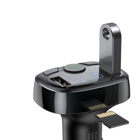 Transmiter FM Bluetooth karty TF SD ładowarka do samochodu 2x USB czarny Transmiter FM Bluetooth karty TF SD ładowarka do samochodu 2x USB czarny