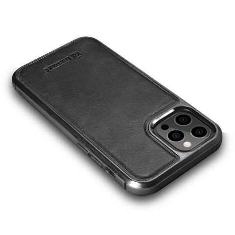 Etui pokryte naturalną skórą do iPhone 12 Pro Max Leather Oil Wax czarny Etui pokryte naturalną skórą do iPhone 12 Pro Max Leather Oil Wax czarny