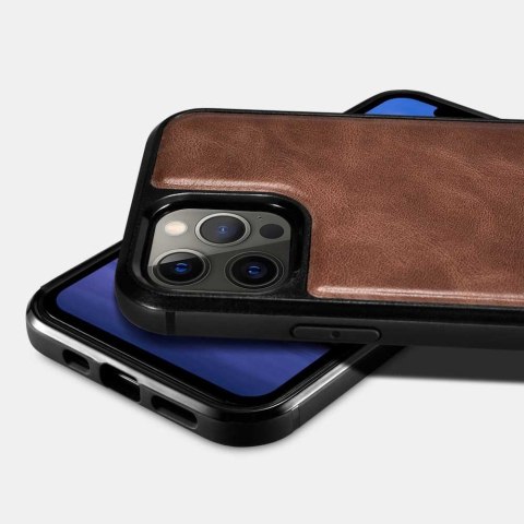 Etui pokryte naturalną skórą do iPhone 12 Pro Max Leather Oil Wax czarny Etui pokryte naturalną skórą do iPhone 12 Pro Max Leather Oil Wax czarny