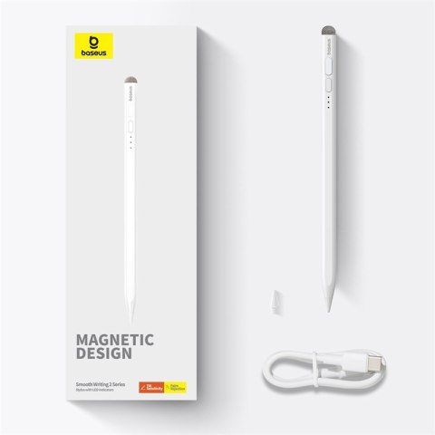 Rysik stylus do iPad z aktywną wymienną końcówką Smooth Writing 2 z kablem USB-C biały Rysik stylus do iPad z aktywną wymienną końcówką Smooth Writing 2 z kablem USB-C biały