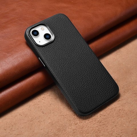Skórzane etui iPhone 14 Plus magnetyczne z MagSafe Litchi Premium Leather Case czarny Skórzane etui iPhone 14 Plus magnetyczne z MagSafe Litchi Premium Leather Case czarny