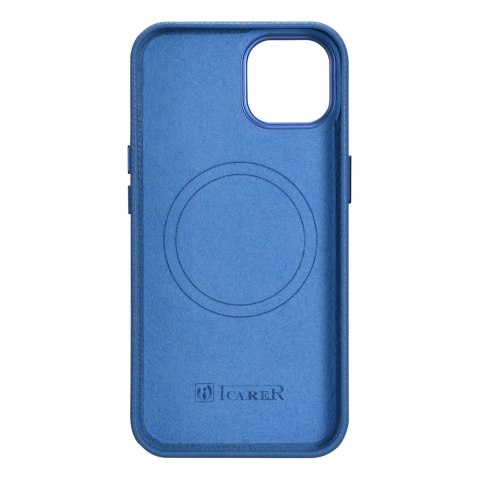 Skórzane etui iPhone 14 Plus magnetyczne z MagSafe Litchi Premium Leather Case niebieski Skórzane etui iPhone 14 Plus magnetyczne z MagSafe Litchi Premium Leather Case niebieski