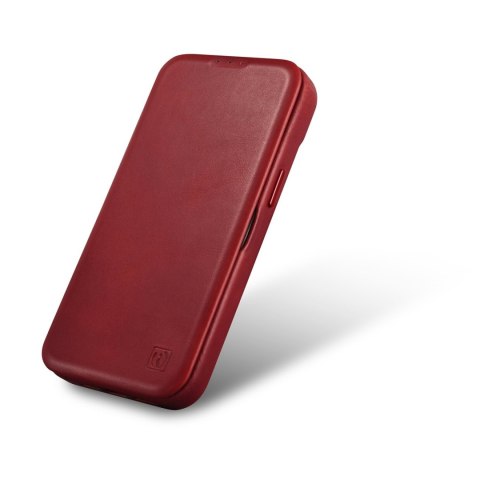 Skórzane etui iPhone 14 Plus z klapką magnetyczne MagSafe CE Oil Wax Premium Leather bordowy Skórzane etui iPhone 14 Plus z klapką magnetyczne MagSafe CE Oil Wax Premium Leather bordowy
