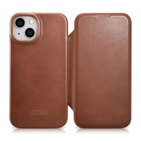 Skórzane etui iPhone 14 Plus z klapką magnetyczne MagSafe CE Oil Wax Premium Leather brązowy Skórzane etui iPhone 14 Plus z klapką magnetyczne MagSafe CE Oil Wax Premium Leather brązowy