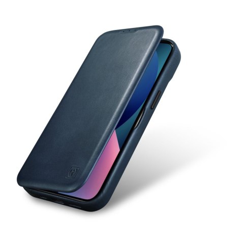 Skórzane etui iPhone 14 Plus z klapką magnetyczne MagSafe CE Oil Wax Premium Leather granatowy Skórzane etui iPhone 14 Plus z klapką magnetyczne MagSafe CE Oil Wax Premium Leather granatowy
