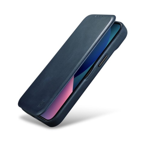 Skórzane etui iPhone 14 Plus z klapką magnetyczne MagSafe CE Oil Wax Premium Leather granatowy Skórzane etui iPhone 14 Plus z klapką magnetyczne MagSafe CE Oil Wax Premium Leather granatowy