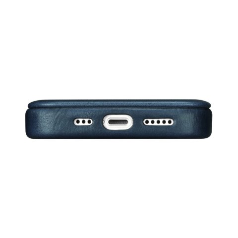 Skórzane etui iPhone 14 Plus z klapką magnetyczne MagSafe CE Oil Wax Premium Leather granatowy Skórzane etui iPhone 14 Plus z klapką magnetyczne MagSafe CE Oil Wax Premium Leather granatowy