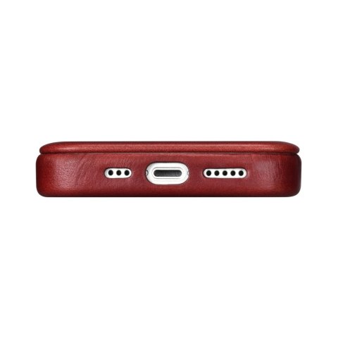 Skórzane etui iPhone 14 Pro z klapką magnetyczne MagSafe CE Oil Wax Premium Leather bordowy Skórzane etui iPhone 14 Pro z klapką magnetyczne MagSafe CE Oil Wax Premium Leather bordowy
