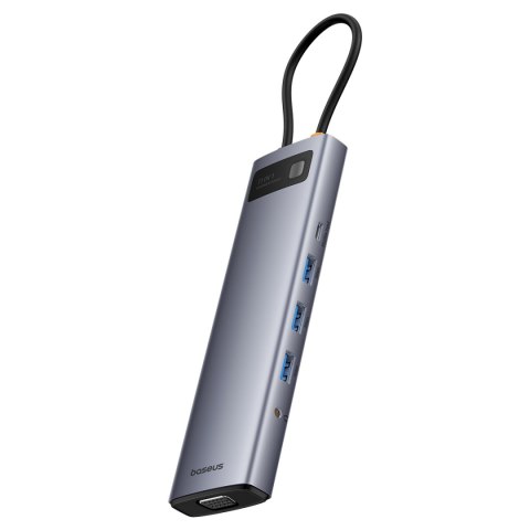 11w1 HUB adapter USB-C do USB-C PD 4x USB HDMI VGA AUX RJ45 SD TF szary 11w1 HUB adapter USB-C do USB-C PD 4x USB HDMI VGA AUX RJ45 SD TF szary