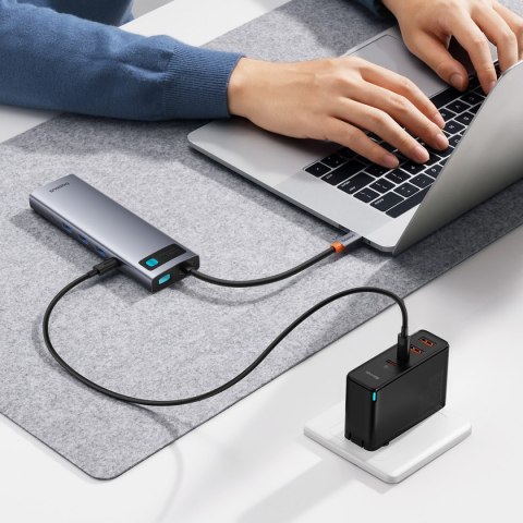 11w1 HUB adapter USB-C do USB-C PD 4x USB HDMI VGA AUX RJ45 SD TF szary 11w1 HUB adapter USB-C do USB-C PD 4x USB HDMI VGA AUX RJ45 SD TF szary
