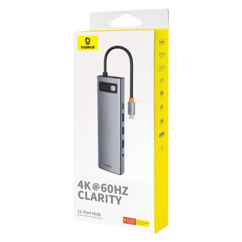 11w1 HUB adapter USB-C do USB-C PD 4x USB HDMI VGA AUX RJ45 SD TF szary 11w1 HUB adapter USB-C do USB-C PD 4x USB HDMI VGA AUX RJ45 SD TF szary