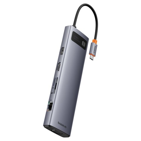 11w1 HUB adapter USB-C do USB-C PD 4x USB HDMI VGA AUX RJ45 SD TF szary 11w1 HUB adapter USB-C do USB-C PD 4x USB HDMI VGA AUX RJ45 SD TF szary